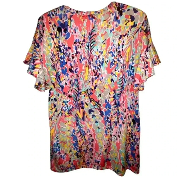 BEESON River Pullover Top Beautiful Multi Colors Butterfly Sleeves Size S - Picture 1 of 8